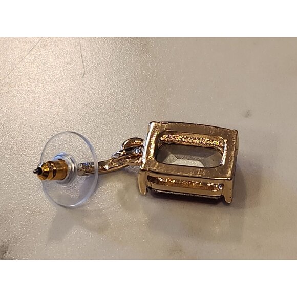 Dana Buchman Gold-Tone Drop Earrings With Red Gemstone & Rhinestone Accents - Picture 5 of 5